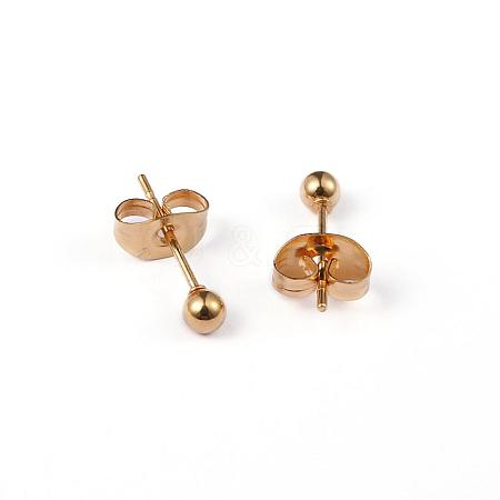 304 Stainless Steel Ball Stud Earrings EJEW-5558-3mm-G-1