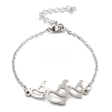 Non-Tarnish Stainless Steel Cable Chain Link Bracelets for Women Men STAS-Z061-01P-03-1