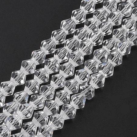 Clear Faceted Glass Bicone Beads Strands X-GLAA-S026-6mm-07-1