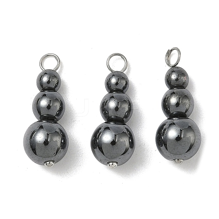 Synthetic Non-magnetic Hematite Round Beaded Pendants PALLOY-JF02867-05-1
