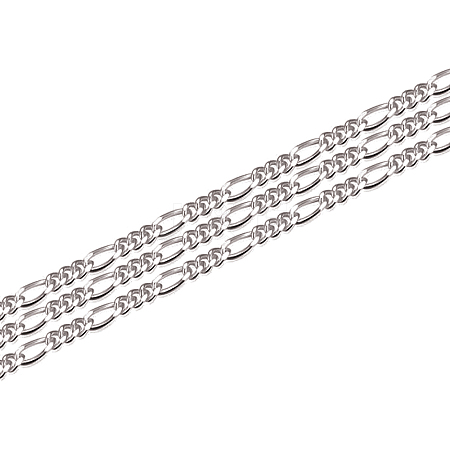 Anti-Tarnish Rhodium Plated 925 Sterling Silver Figaro Chain STER-WH0011-03P-1