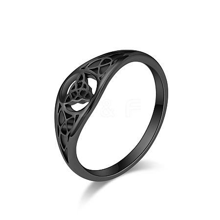 Hollow Out Trinity Knot 304 Stainless Steel Finger Rings FS-WG0AD95-17-1