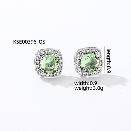 Elegant Zircon Square Stud Earrings for Women TY1635-8-1