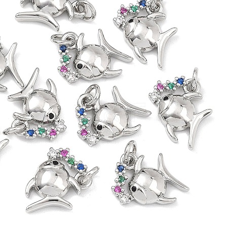 SHEGRACE Brass Colorful Cubic Zirconia Charms XGRQ3P154-591P-1