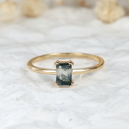 Brass and Moss Agate Finger Rings for Women FS-WGD1EDF-06-1