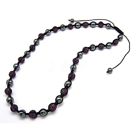 Fashion Polymer Clay Rhinestone Necklaces X-NJEW-Q172-5-1