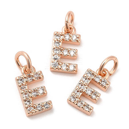 Brass Micro Pave Grade AAA Cubic Zirconia Charms ZIRC-P067-11RG-E-NR-1