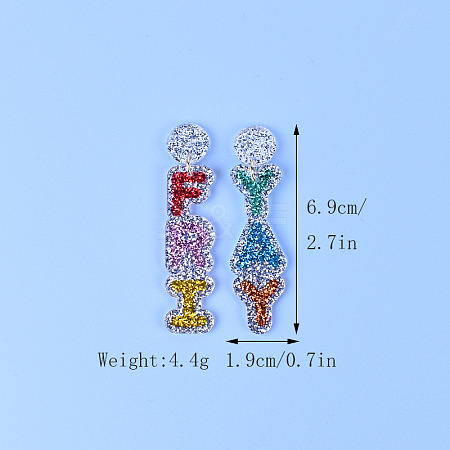 Word Friyay Acrylic Dangle Stud Earrings FS-WG01C29-05-1