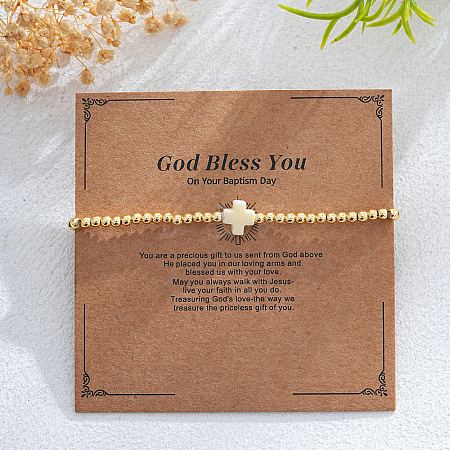 Brass Round Beads Stretch Bracelets VH4184-21-1