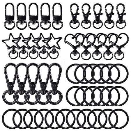 30Pcs 6 Styles Zinc Alloy Swivel Clasps & Split Key Rings FIND-PH0024-77-1
