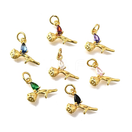 Brass Micro Pave Cubic Zirconia Pendants KK-Z102-02G-01-1