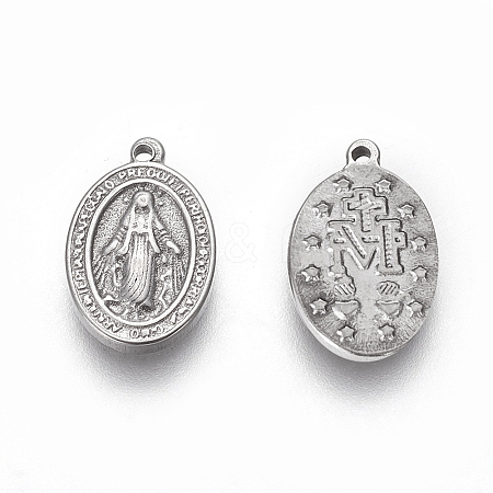 Non-Tarnish 304 Stainless Steel Religon Charms STAS-P231-01AS-1