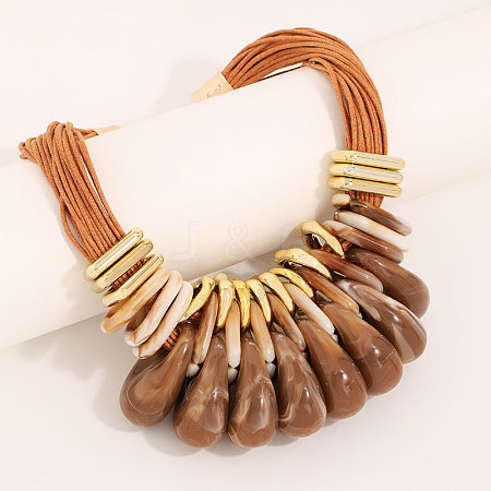 Aluminum & CCB & Acrylic Teardrop Bib Necklaces FS-WG64E85-01-1