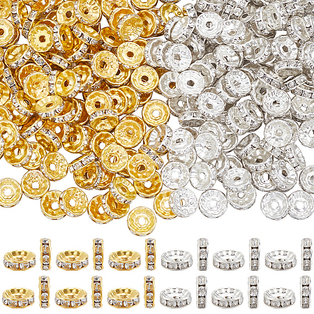 300Pcs 2 Colors Brass Rhinestone Spacer Beads RB-SP0001-04-1