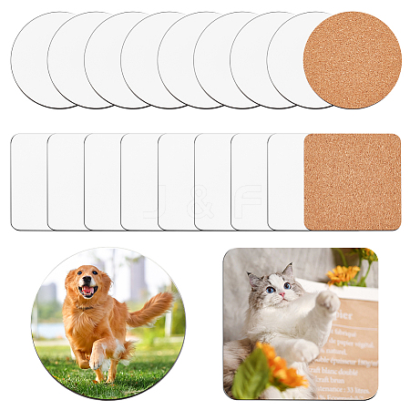 Olycraft 20Pcs 2 Styles Square & Flat Round MDF Cup Mats AJEW-OC0005-04-1