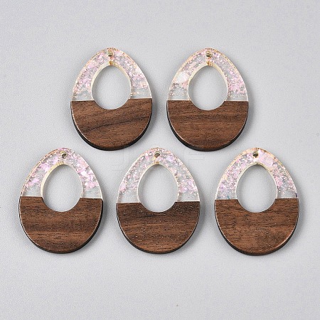 Epoxy Resin & Walnut Wood Pendants RESI-T057-12A-1