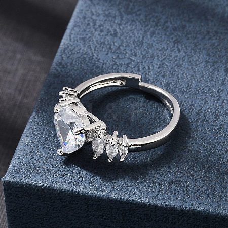 Brass Micro Pave Cubic Zirconia Cuff Open Rings CU-CBA5C10-08P-1