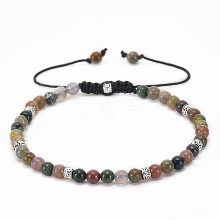 Adjustable Natural Indian Agate Beaded Bracelets for Women BE7794-5-1