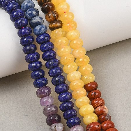 Natural White Jade & Red Jasper & Sodalite & Sesame Jasper & Amethyst Beads Strands G-NH0006-A14-01-1