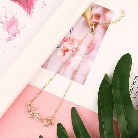 Twelve Constellation Alloy Crystal Rhinestone Link Chain Anklets for Women FS-WG97E4C-08-1