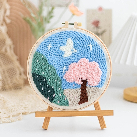 DIY Tree Pattern Punch Embroidery Beginner Kits for Beginners PW-WGB2670-14-1