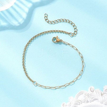 304 Stainless Steel Box & Paperclip Chains Bracelets for Women BJEW-JB13344-1