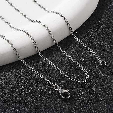 Classic Plain 304 Stainless Steel Mens Womens Cable Chain Necklaces STAS-UN0017-38P-A-1