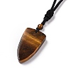 Natural Tiger Eye Sailor's Knot Pendant Necklace with Nylon Cord for Women NJEW-E091-02B-4
