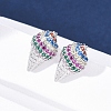 Brass Micro Pave Cubic Zirconia Stud Earrings EJEW-Q015-16P-3