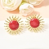 Sun Brass Stud Earrings EJEW-D352-02G-02-1