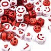 200Pcs Expression & Letter Acrylic Beads MACR-FP0001-28-3
