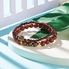 2Pcs 2 Style Natural Dracaena Draco(Dragon Tree) Wood & Mixed Gemstone Stretch Bracelets Set for Women BJEW-JB07939-2