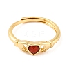 Hand with Heart Natural Carnelian Agate Adjustable Rings RJEW-Q817-06G-02-2