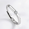 Twist Ring 925 Sterling Silver Cubic Zirconia Adjustable Rings for Women RJEW-BB72280-B-1
