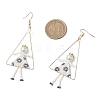 2Pair Girl with Triangle Brass Glass Seed Beads Dangle Earrings EJEW-MZ00453-5