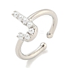 Rack Plating Brass Open Cuff Rings for Women RJEW-F162-01P-J-1