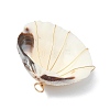 Natural Clam Shell Copper Wire Wrapped Pendants PALLOY-JF02056-02-3