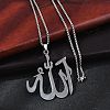 304 Stainless Steel Arabic Pendant Box Chain Necklaces for Women Men NJEW-R013-07P-3