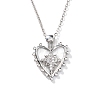 Shiny Heart Star Brass Clear Cubic Zirconia Pendant Necklaces RQ9557-1-3