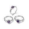 Natural Charoite Finger Rings RJEW-A084-04P-07-4