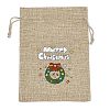 Christmas Printed Burlap Packing Pouches Drawstring Bags ABAG-Q053-02B-09-1