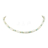 Faceted Cube Natural Larimar & Natural Baroque Keshi Pearl Column Beaded Necklaces NJEW-JN06620-2