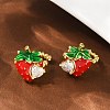 Strawberry Brass Micro Pave Clear Cubic Zirconia Cuff Earrings EJEW-F895-20G-1