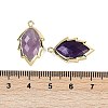 Natural Amethyst Faceted Leaf Pendants G-I375-04G-11-3