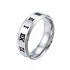 Non-Tarnish 201 Stainless Steel Roman Numerals Finger Ring for Women RJEW-N043-04-1