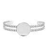 304 Stainless Steel Blank Cuff Bangle Bases with Flat Round Tray SA-CBA82C8-05C-P-2