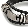 PU Leather & Waxed Cords Triple Layer Multi-strand Bracelets BJEW-F468-09-3