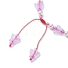 Acrylic Butterfly & Plastic Pearl Braided Beaded Necklace for Women NJEW-JN04053-5