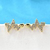 Heartbeat Brass Micro Pave Clear Cubic Zirconia Stud Earrings EJEW-G433-06G-2