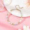 2Pcs 2 Styles Natural Lapis Lazuli and Larimar Faceted Cube Beaded Bracelet Sets with Natural Pearl for Women BJEW-JB14475-6